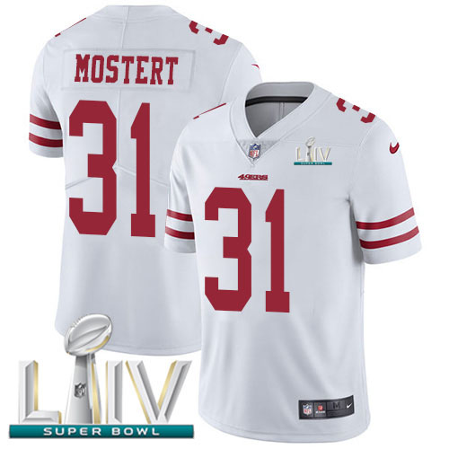 San Francisco 49ers Nike #31 Raheem Mostert White Super Bowl LIV 2020 Men Stitched NFL Vapor Untouchable Limited Jersey->san francisco 49ers->NFL Jersey